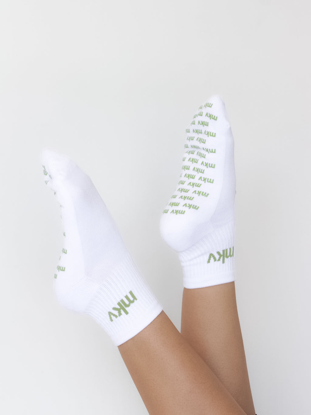 Anti Slip White/Green Socks