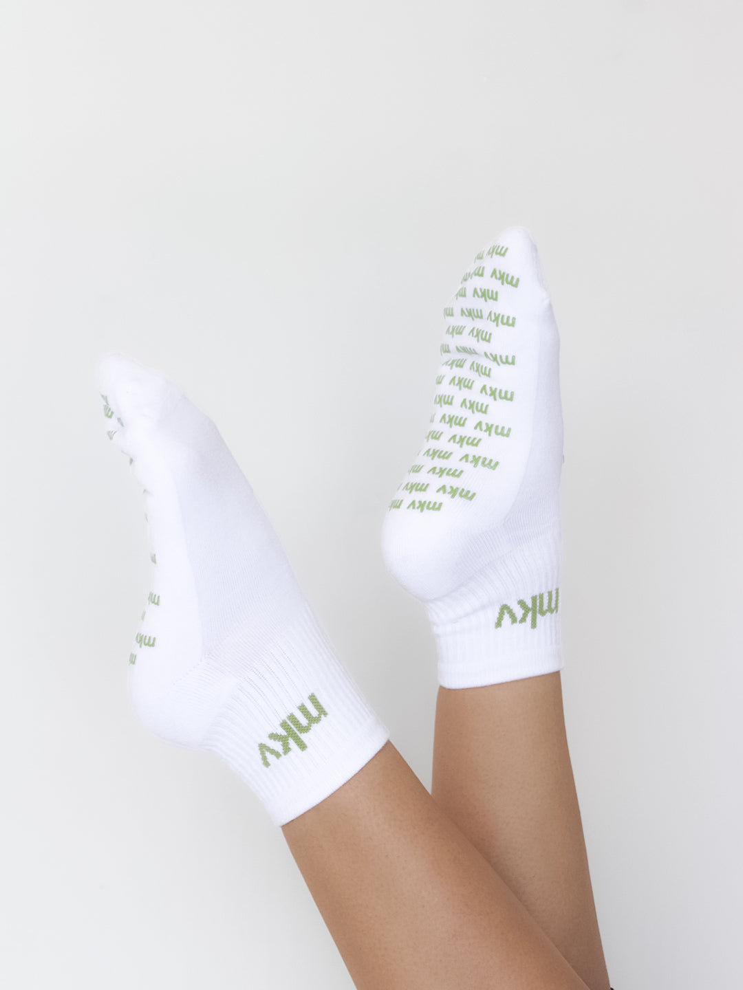 Anti Slip White/Green Socks
