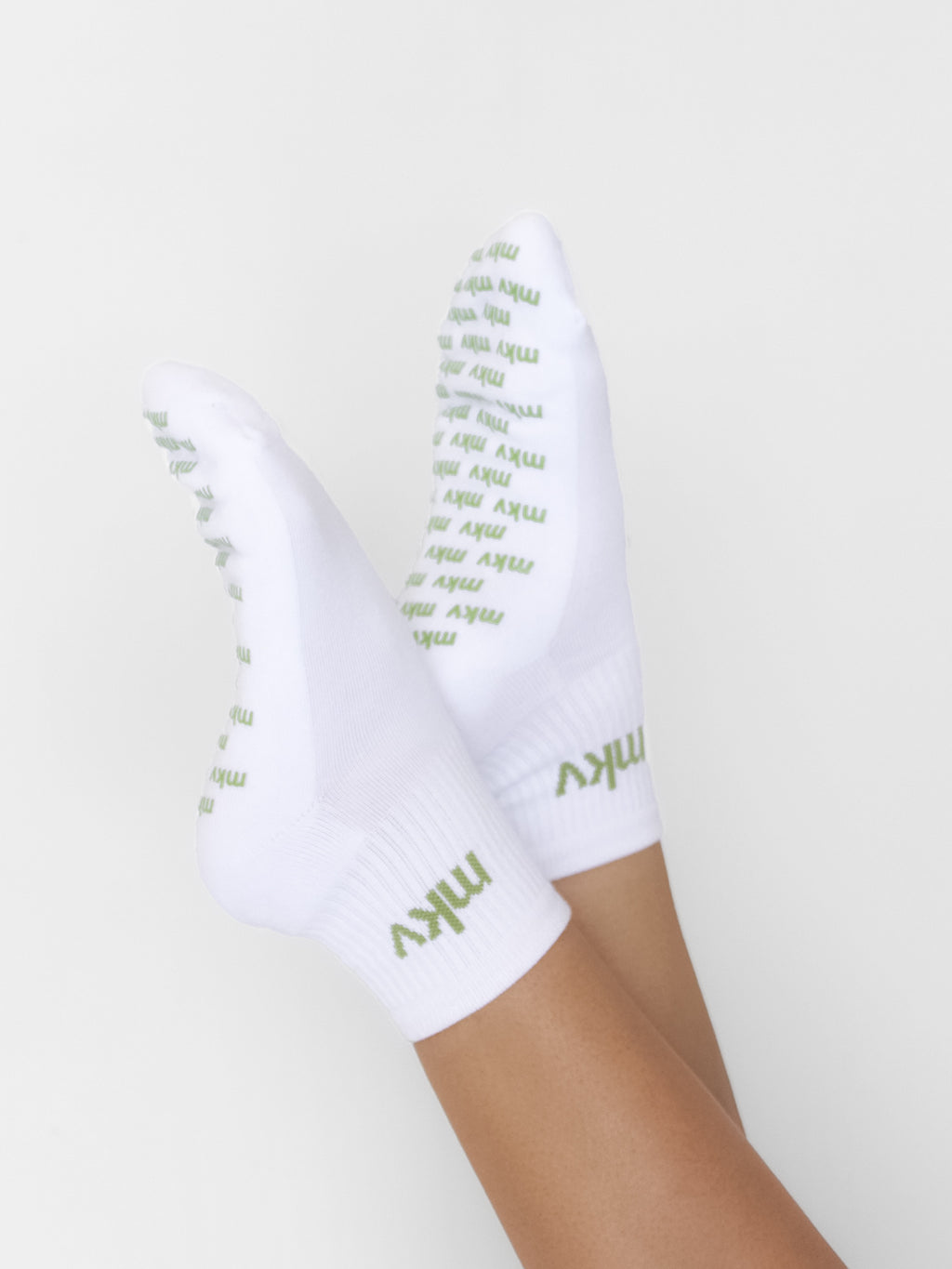Anti Slip White/Green Socks