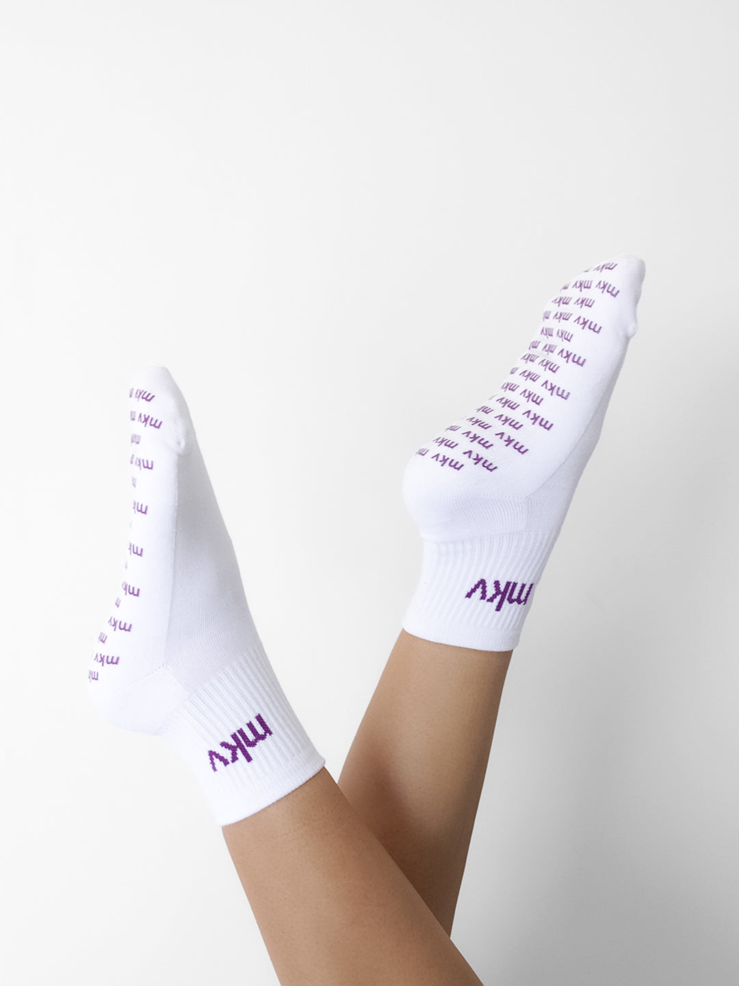 Anti Slip White/Purple Socks